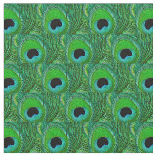 Tissu Peacock Feather Fabric - Vert Aqua Bleu Noir