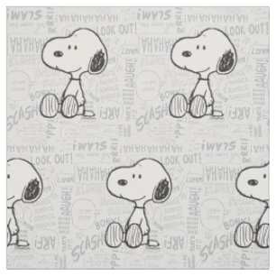 Tissu PEANUTS Snoopy en bandes dessinées Noir Blanc