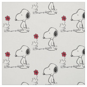Tissu Peanuts Snoopy & Woodstock Rouge & Noir