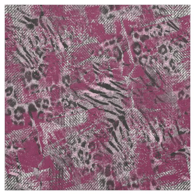 Tissu Peau d'animal tigré gris Bourgogne tacheté léopard (Échantillon)