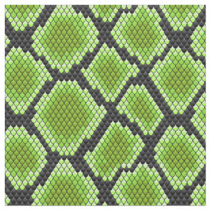 Tissu Peau de serpent verte et noire