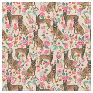 Tissu Pêche à la floraison de chiens malinois belges