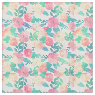 Tissu Peinture à main rose bleu florale Fille Design