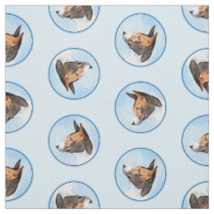 Tissu Peinture Basenji Châtaignier Rouge Brindle mignon