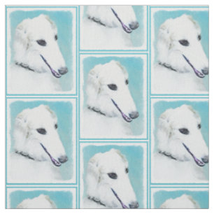 Tissu Peinture de Borzoi (blanc) - Beau art original de 