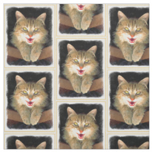 Tissu Peinture de chat Mad - Cute Original Cat Art