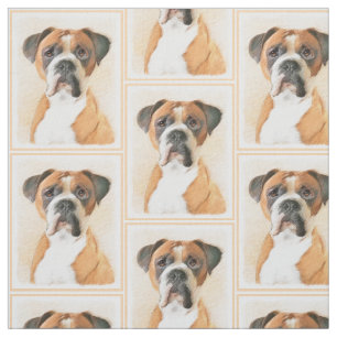 Tissu Peinture de chien Boxer originale non rognée Art a