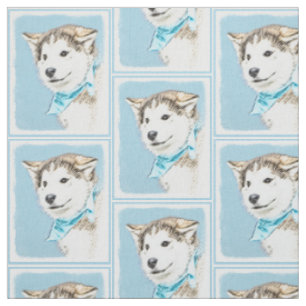 Tissu Peinture de chiot de chien de traîneau sibérien