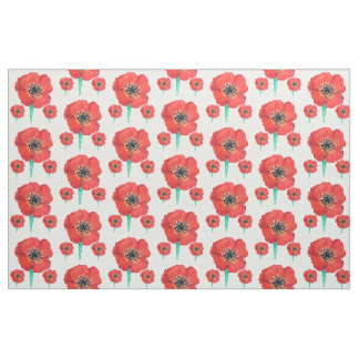 Tissu Peinture de fleurs de pavot rouge