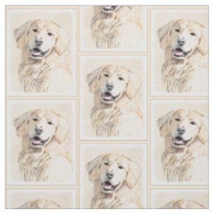 Tissu Peinture de Golden Retriever - Beau art original d