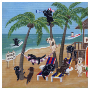 Tissu Peinture de Labradors de vacances d'été