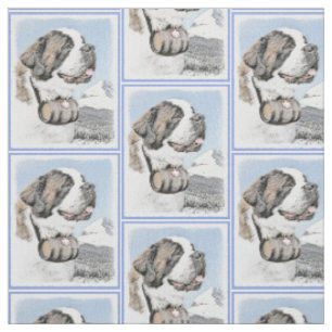 Tissu Peinture de St Bernard - art original mignon de