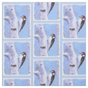 Tissu Peinture Downy Woodpecker - Art original pour oise