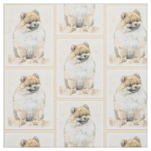Tissu Peinture (orange) de Pomeranian - art original de