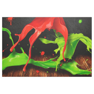 Tissu Peinture rouge verte