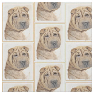 Tissu Peinture Shar Pei - Cute Original Chien Art