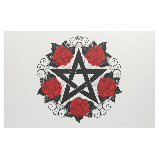 Tissu Pentagramme aux roses rouges (Yard)