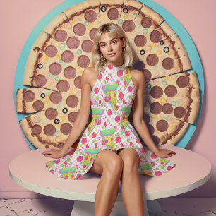 Tissu Pepperoni pizza aux couleurs des années 90