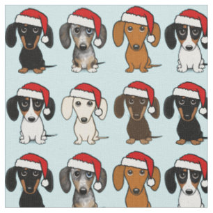 Tissu Père Noël Dachshunds mignon Chiens Wiener Noël