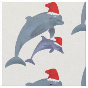 Tissu père Noël dauphins