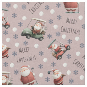 Tissu Père Noël de golf sur Dusty Rose