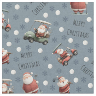 Tissu Père Noël de golf sur Grey d'ardoise légère