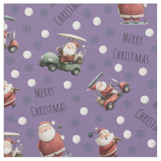 Tissu Père Noël de golf sur violet