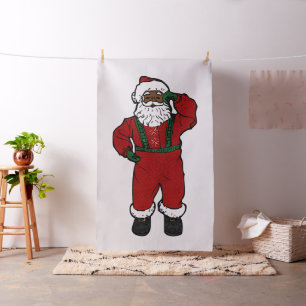 Tissu père Noël en velours rouge noir