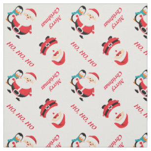 Tissu Père Noël et pingouin Noël personnalisé