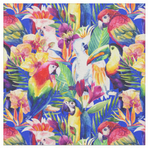Tissu Perroquets d'aquarelle