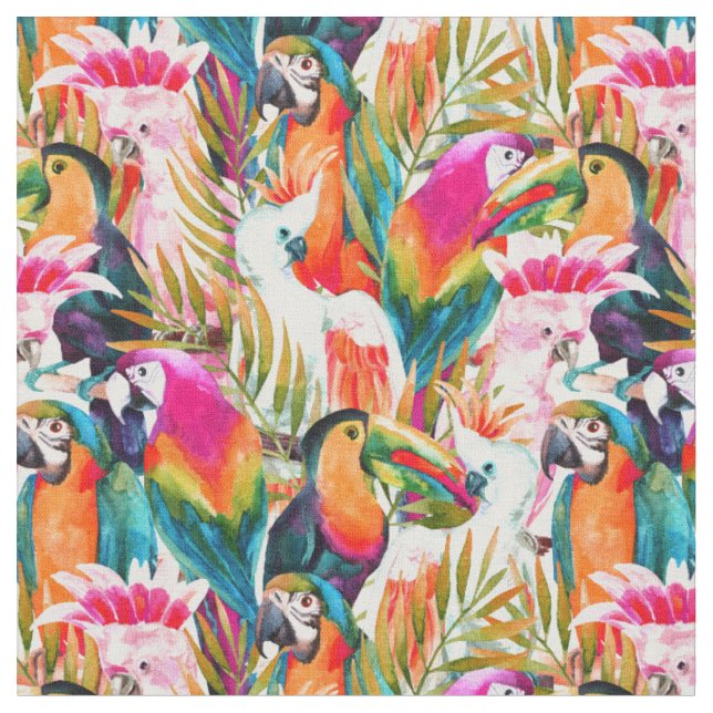 Tissu Perroquets et palmettes (Fermer)