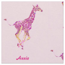 tissu personalizable de girafes roses