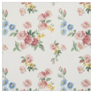 Tissu Personnalisable floral de rose, jaune et bleu