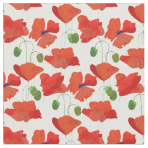 Tissu personnalisé chic aux coquelicots écarlates