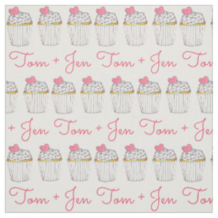 Tissu Personnalisé Mariage Cupcake Pink Heart Love