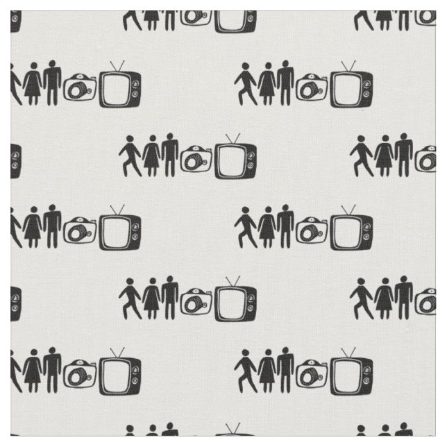 Tissu PERSONNE FEMME HOMME CAMERA TV Motif (Fermer)