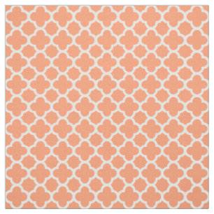 Tissu Petit Quatrefoil Coral Peach Turquoise Marocain