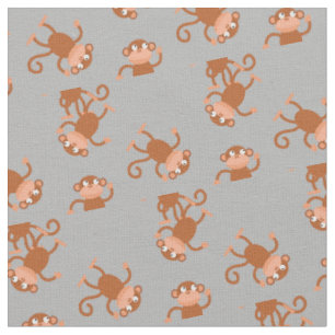 Tissu Petit Singe Enfants Bébé Nursery Gris