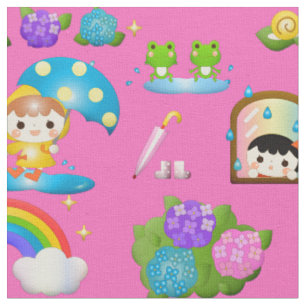 Tissu Petites Filles Avec Grenouilles Et Escargots GC1