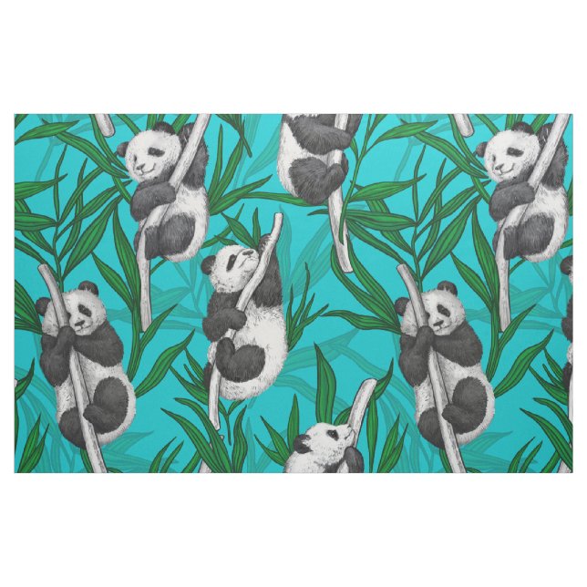 Tissu Petits panda turquoise (Fat Quarter)