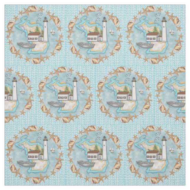 Tissu Phare de coquilles du Michigan (Échantillon)