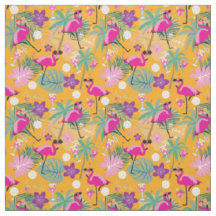 Pickleball tropical avec flamants, jaune