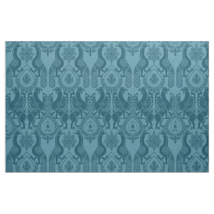 Tissu Pics et dragons médiévaux turquoises