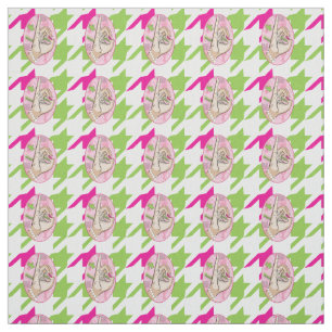 Tissu Pied de fond rose et vert