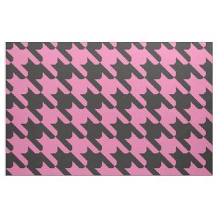 Tissu Pied-de-poule Rose-Noir