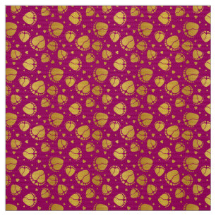 Tissu Pieds bébé et Coeurs en or