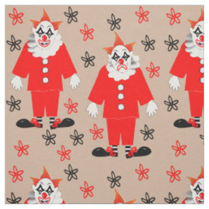Tissu Pierrot Clown Vintage Carnival Clowns Motif