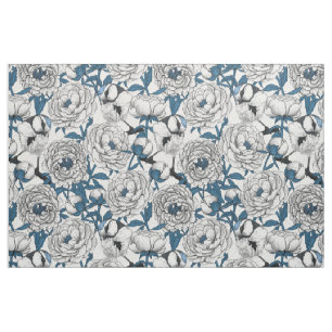 Tissu Pies blanches et mésanges bleues