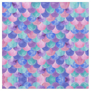 Tissu Pink Purple Blue Aquarelle Turquoise Étales de sir