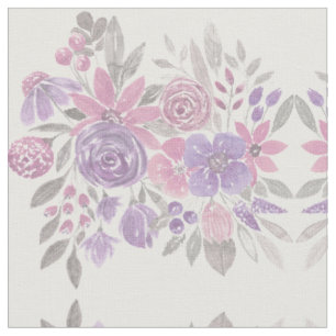 Tissu Pink Purple Sage Green Floral Watercolor